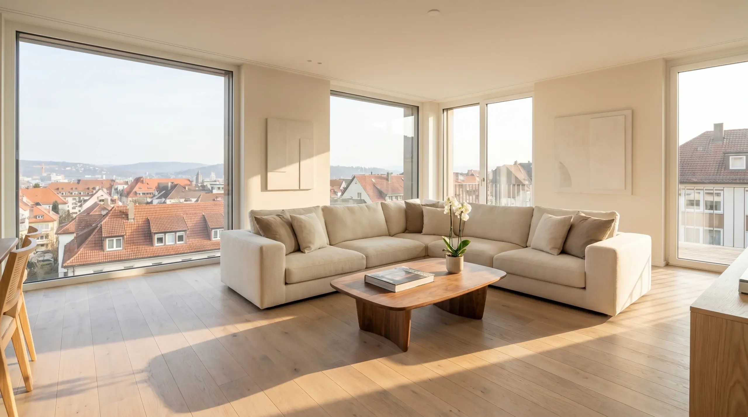 Immobilienmakler Stuttgart – professionell gestagtes Wohnzimmer für optimalen Immobilienverkauf