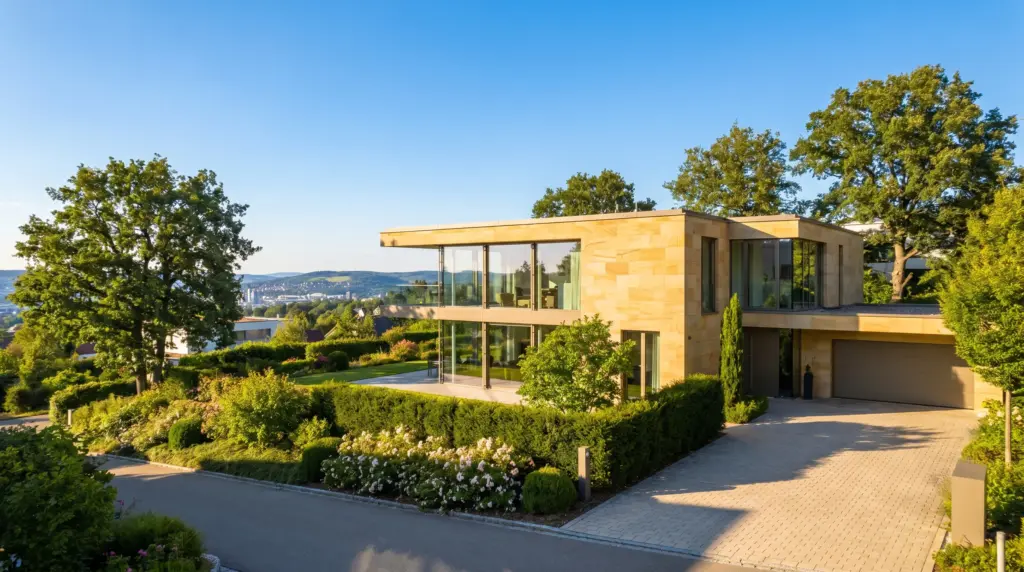 Aufgaben Immobilienmakler Stuttgart – Einfamilienhaus Außenansicht in der Stuttgarter Halbhöhenlage