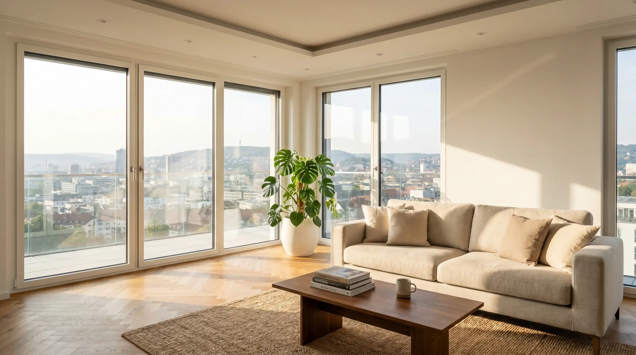 Helle moderne Wohnung in Stuttgart mit Stadtpanorama – Immobilienbewertung vor dem Verkauf
