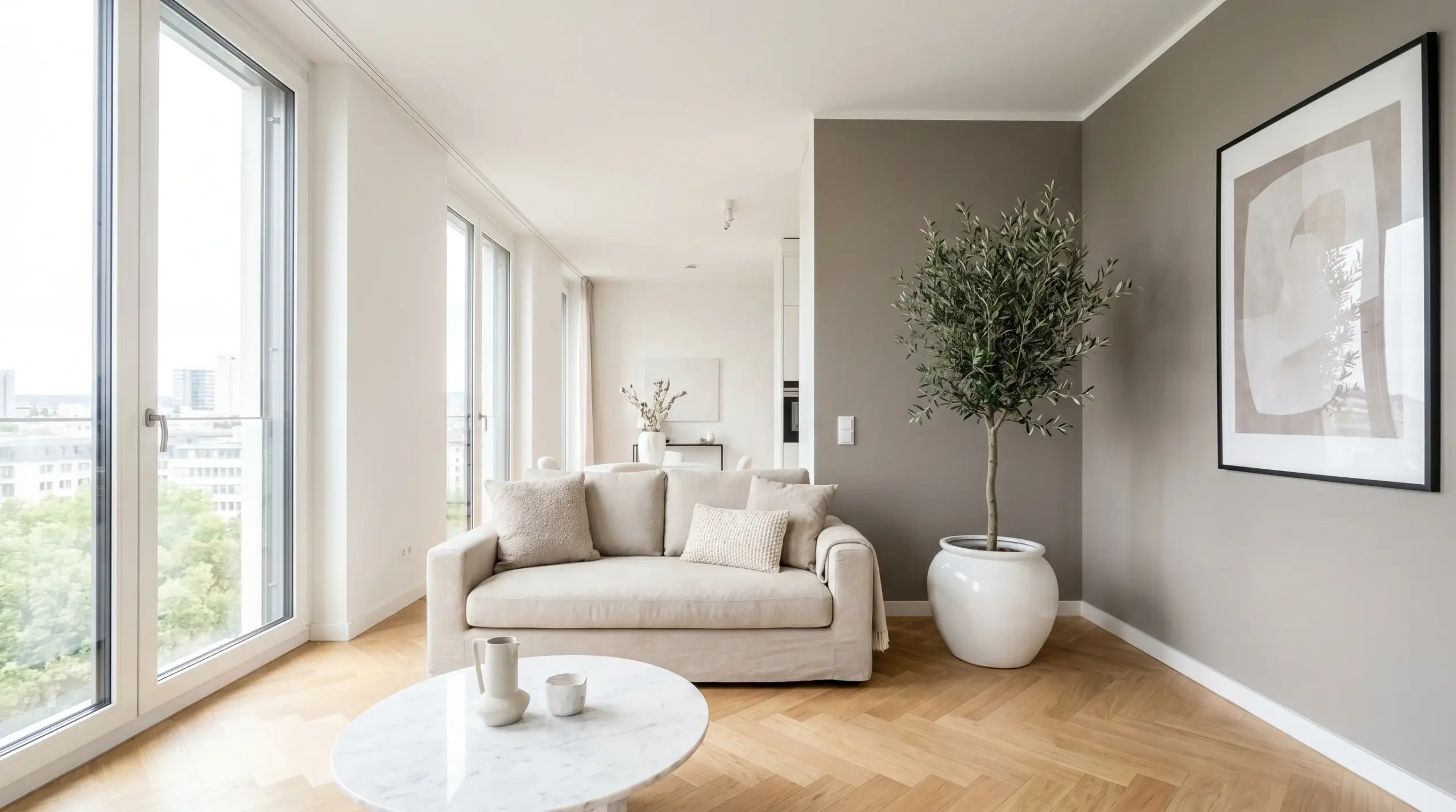 Professionell gestagtes Wohnzimmer für Immobilienexposé beim Hausverkauf in Stuttgart