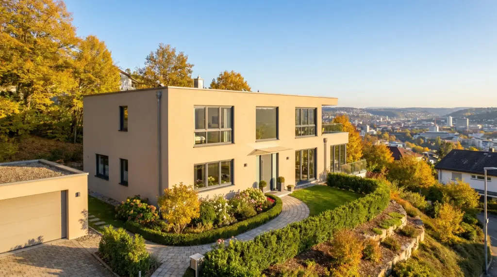 Immobilienmakler Stuttgart-Vaihingen – modernes Einfamilienhaus in Stuttgarter Halbhöhenlage mit Blick auf die Stadt