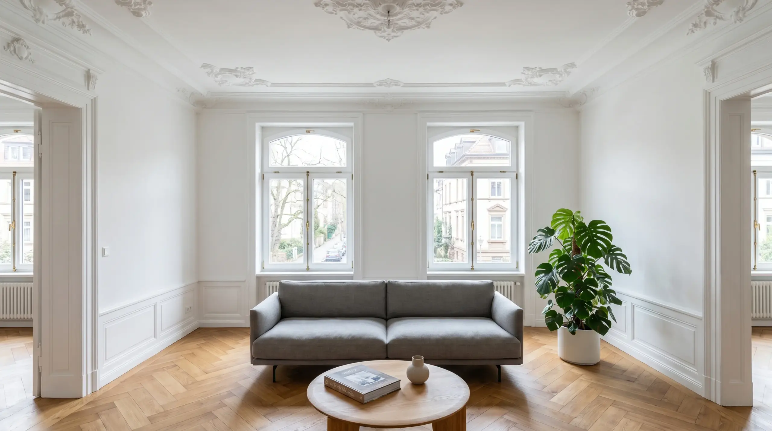 Modernes Stuttgarter Altbau-Wohnzimmer – typisches Objekt für Immobilienmakler in Stuttgart