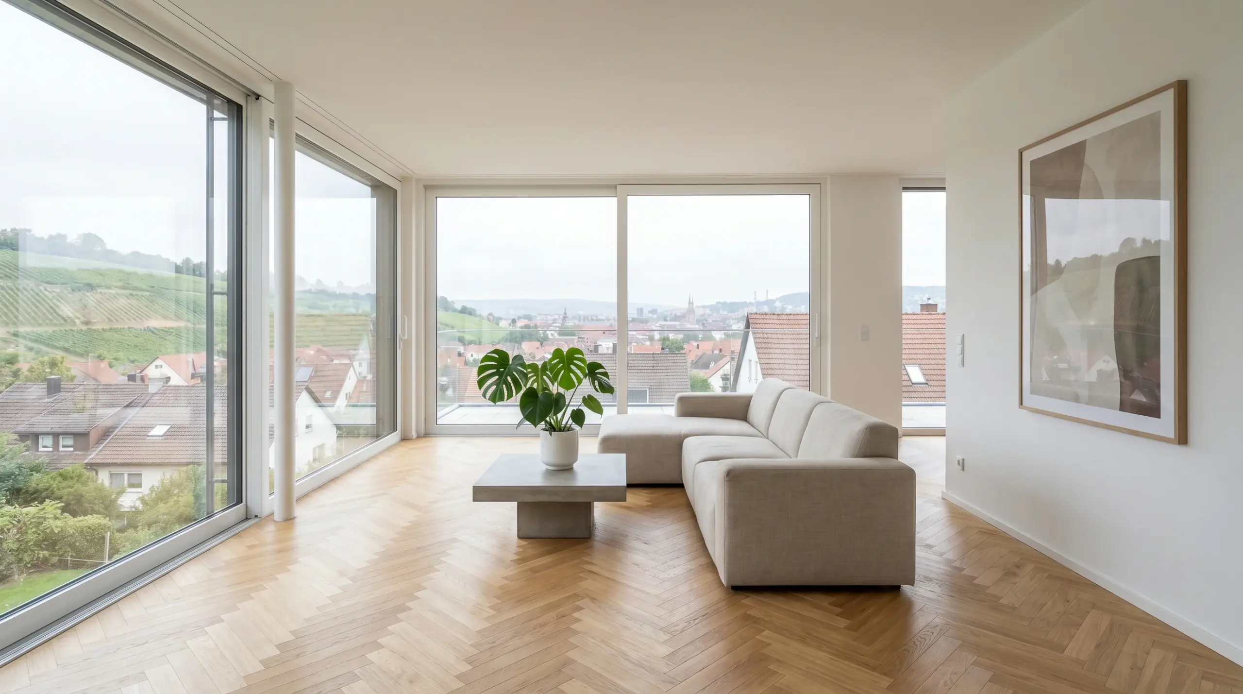 Modernes helles Wohnzimmer eines Stuttgarter Hauses – Home Staging für den Hausverkauf Stuttgart