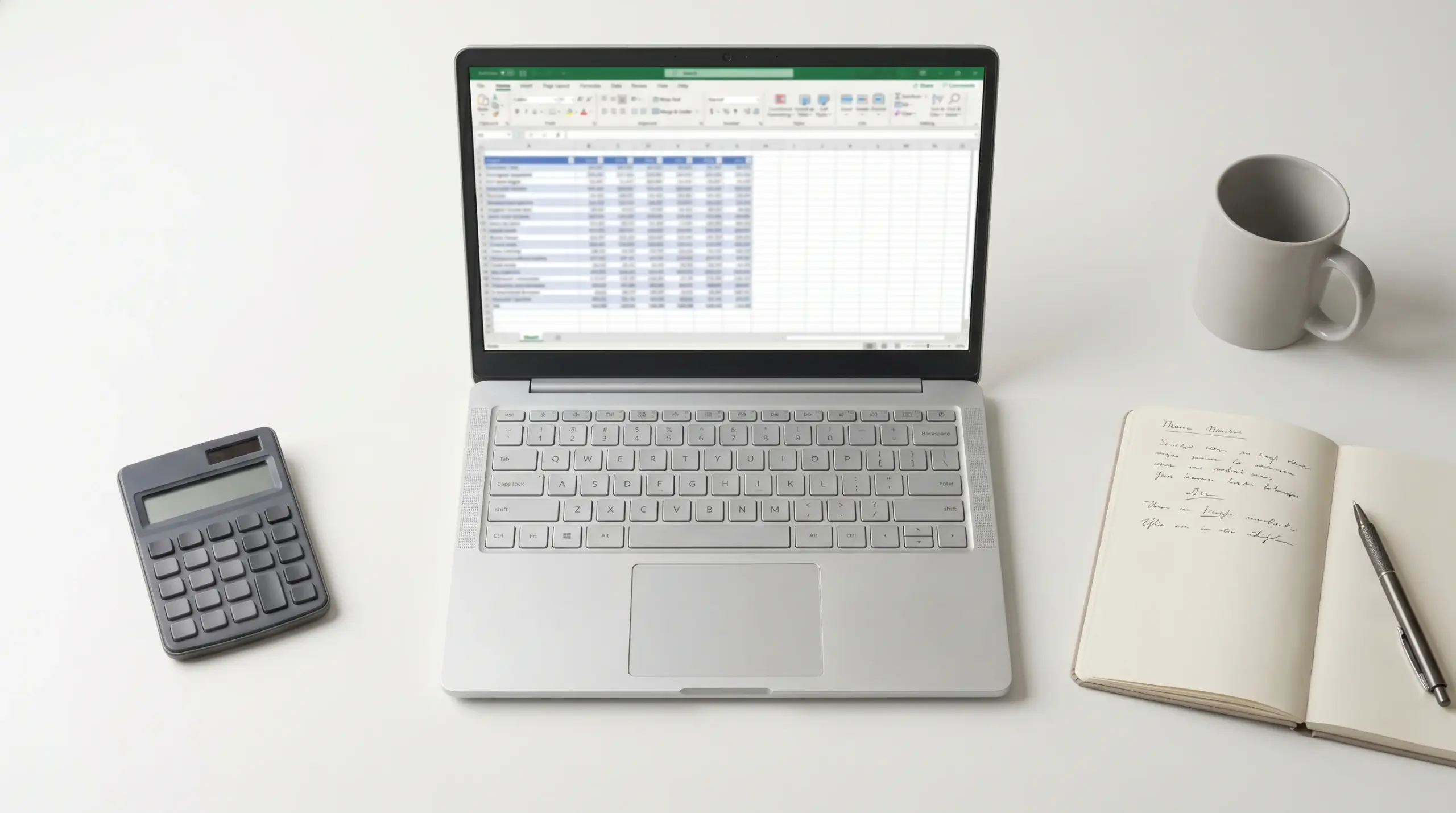 Maklerprovision Stuttgart 2026 berechnen – Laptop, Taschenrechner und Notizbuch