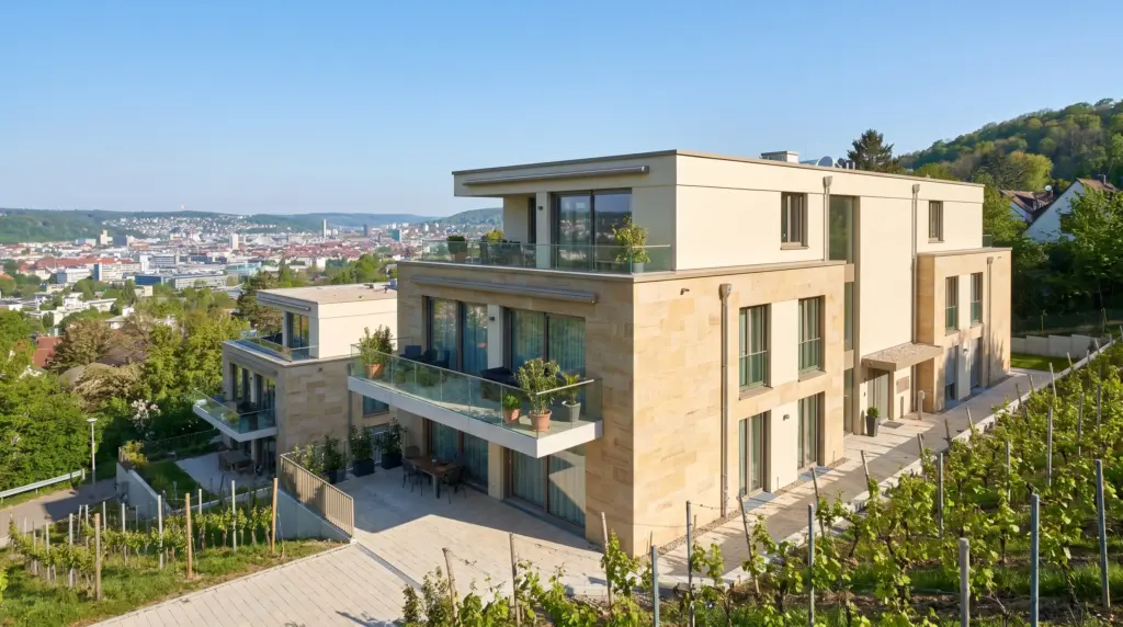 Eigentumswohnung verkaufen Stuttgart – modernes Mehrfamilienhaus in Stuttgarter Halbhöhenlage mit Weinbergblick