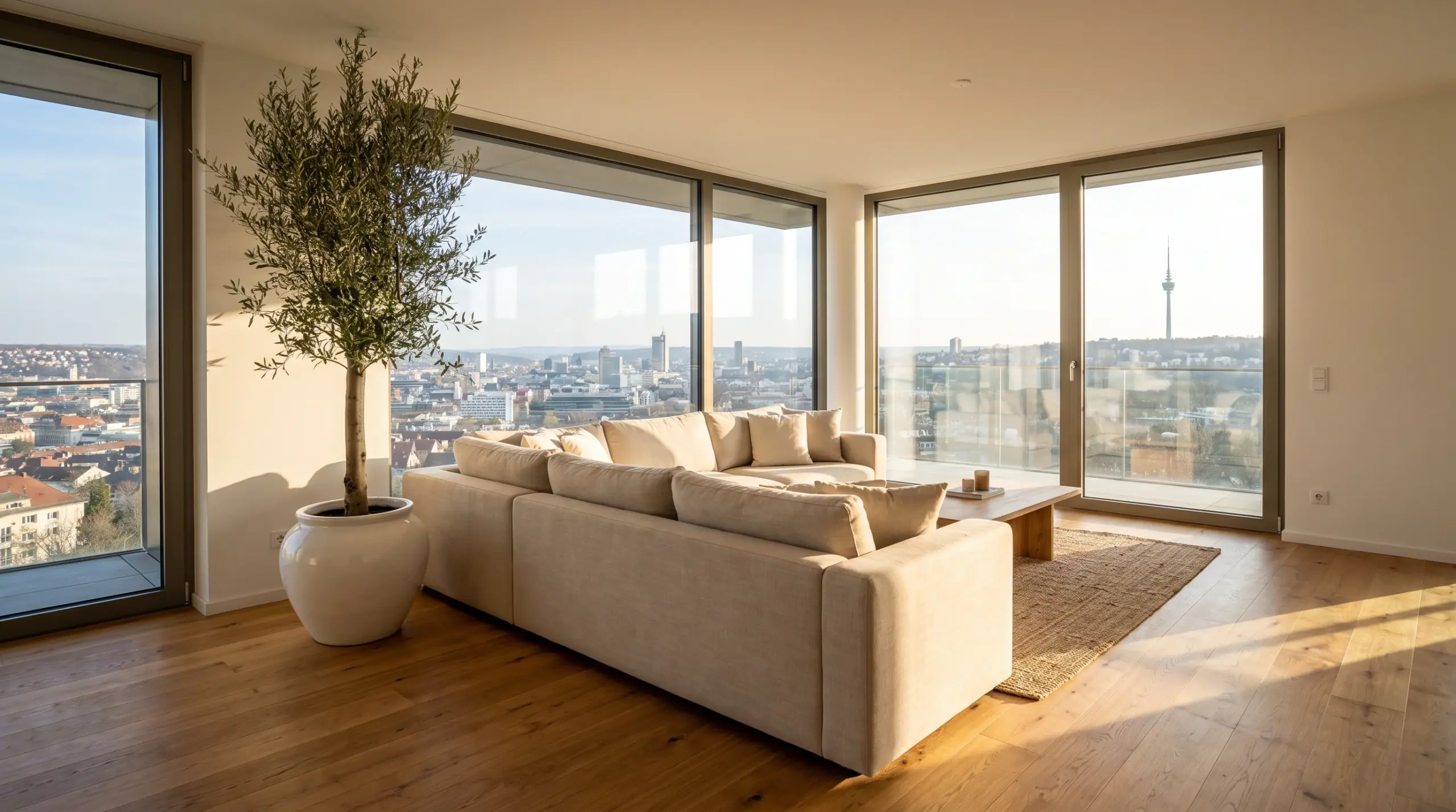 Moderne Eigentumswohnung Killesberg Stuttgart mit Panoramablick auf die Stadt