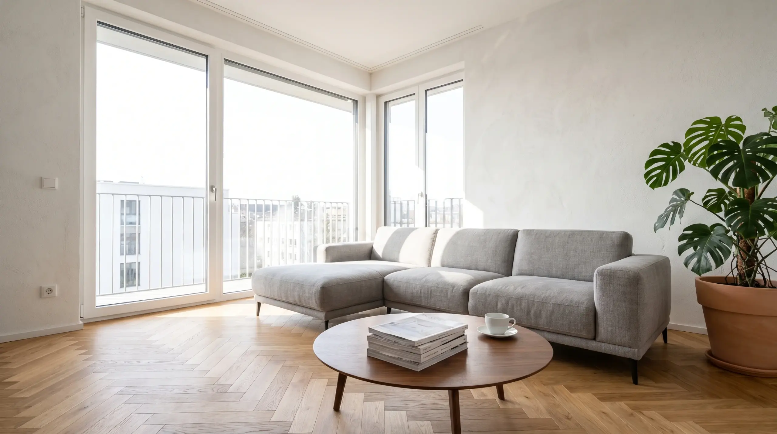 Wie lange dauert ein Hausverkauf mit Makler in Stuttgart – helles modernes Wohnzimmer