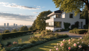 Makler oder privat verkaufen Stuttgart – elegante Villa in der Stuttgarter Halbhöhenlage bei Abendsonne