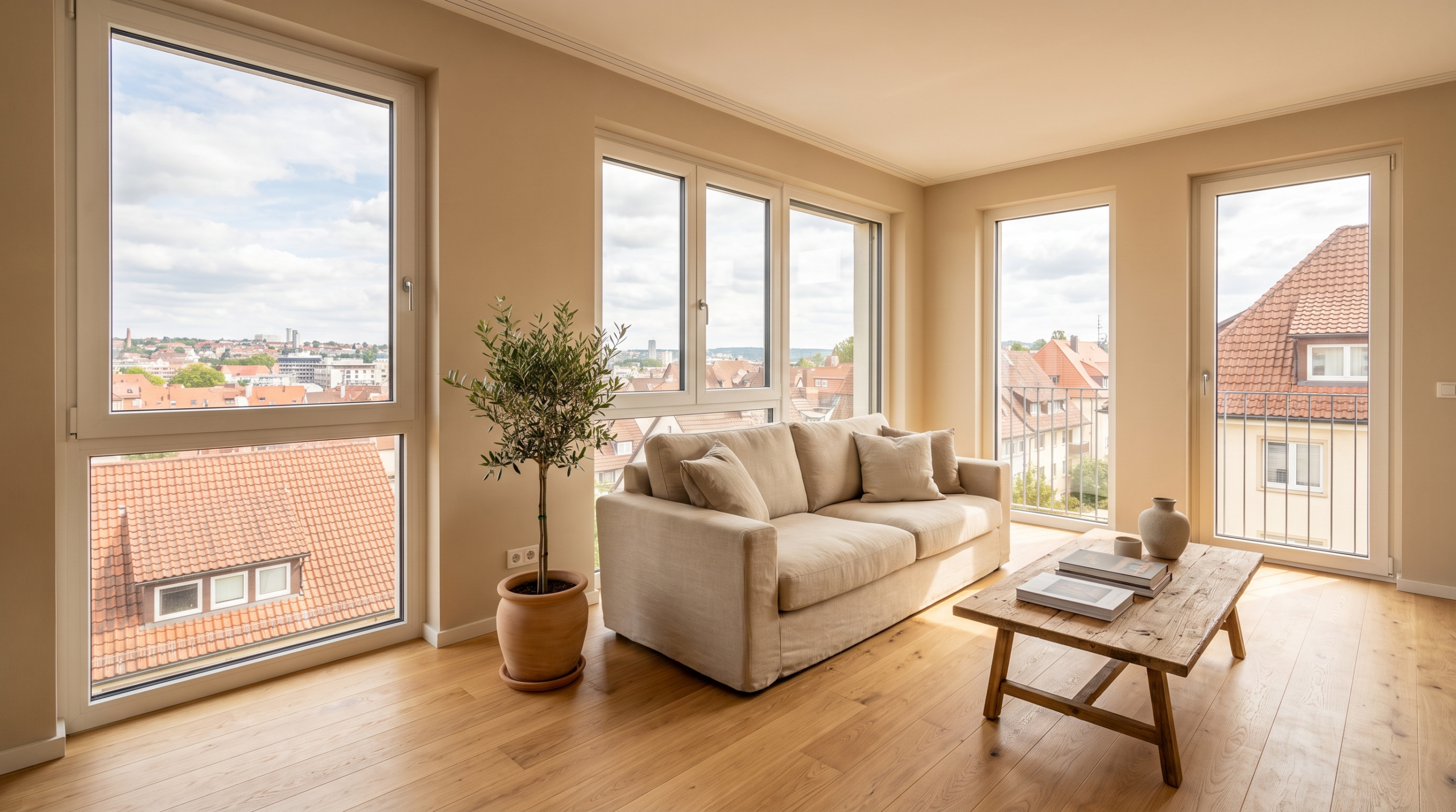 Helle moderne Eigentumswohnung mit Blick über Stuttgart in Degerloch nahe Filderbahnplatz