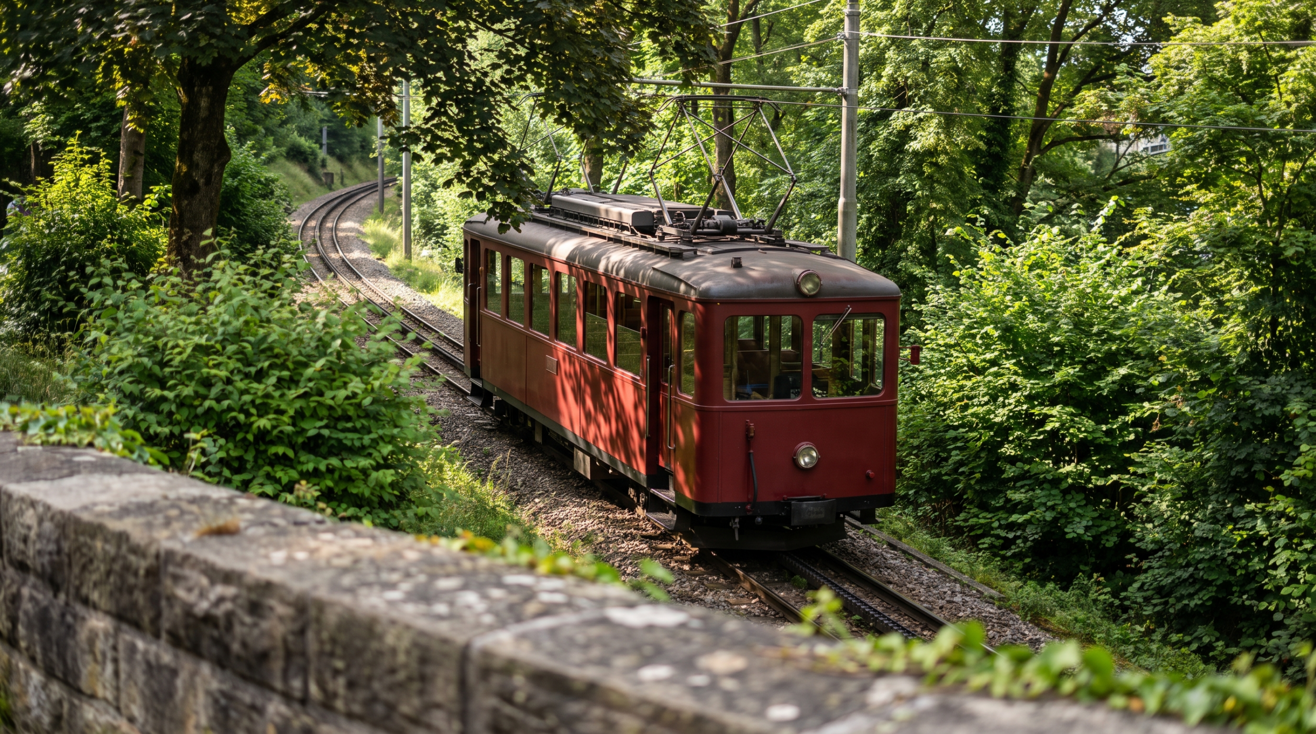 Historische Zahnradbahn Zacke in Stuttgart-Degerloch als Wahrzeichen der Halbhöhenlage