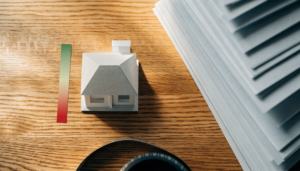 Energieausweis Pflicht beim Verkauf in Stuttgart – Hausmodell und Dokumente im Flatlay