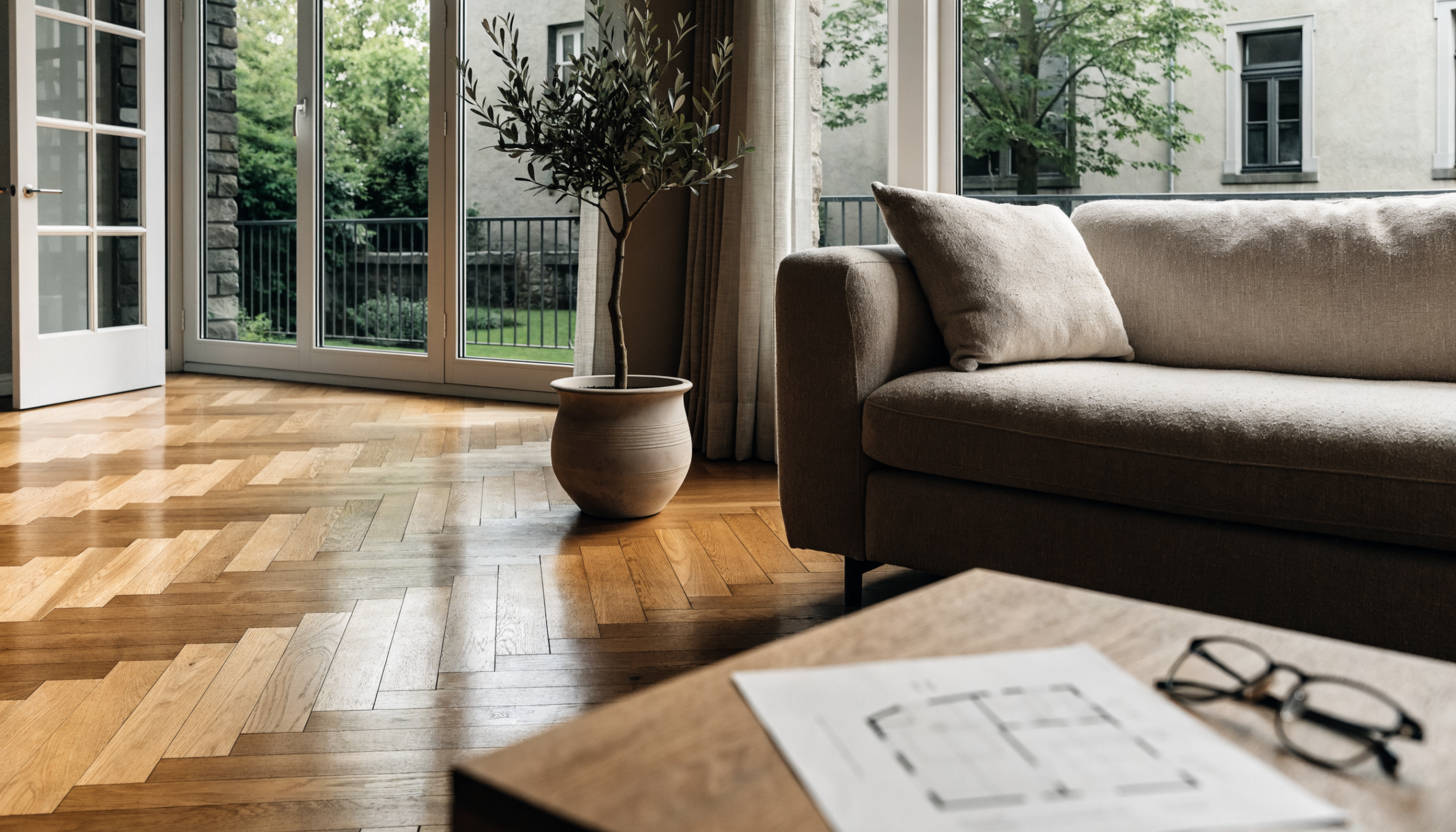 Modernes Wohnzimmer einer Eigentumswohnung in Vaihingen Stuttgart