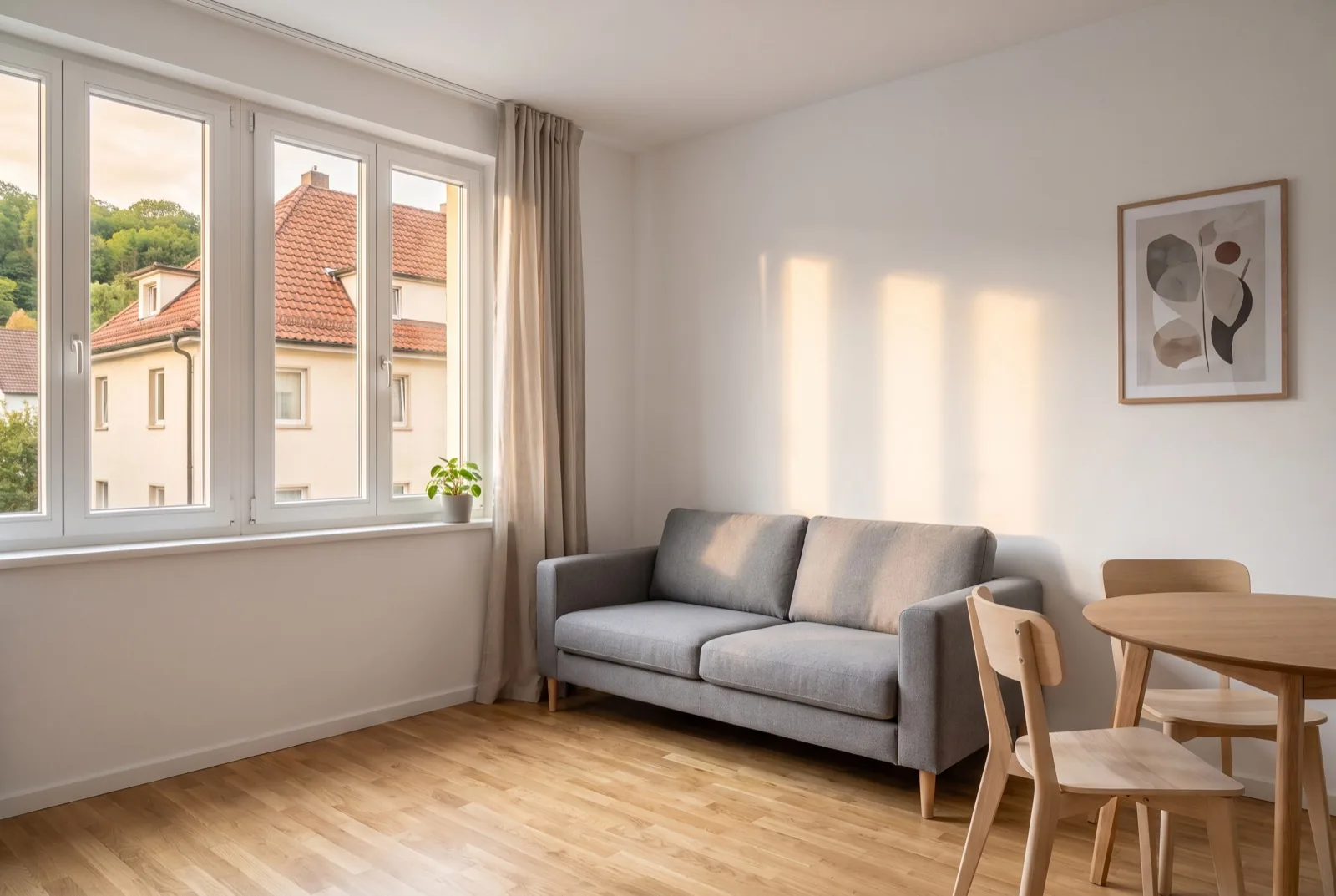 Wohnung vermieten in Stuttgart: aufgeräumte, vermietfertige Wohnung mit Blick auf Stuttgarter Ziegeldächer
